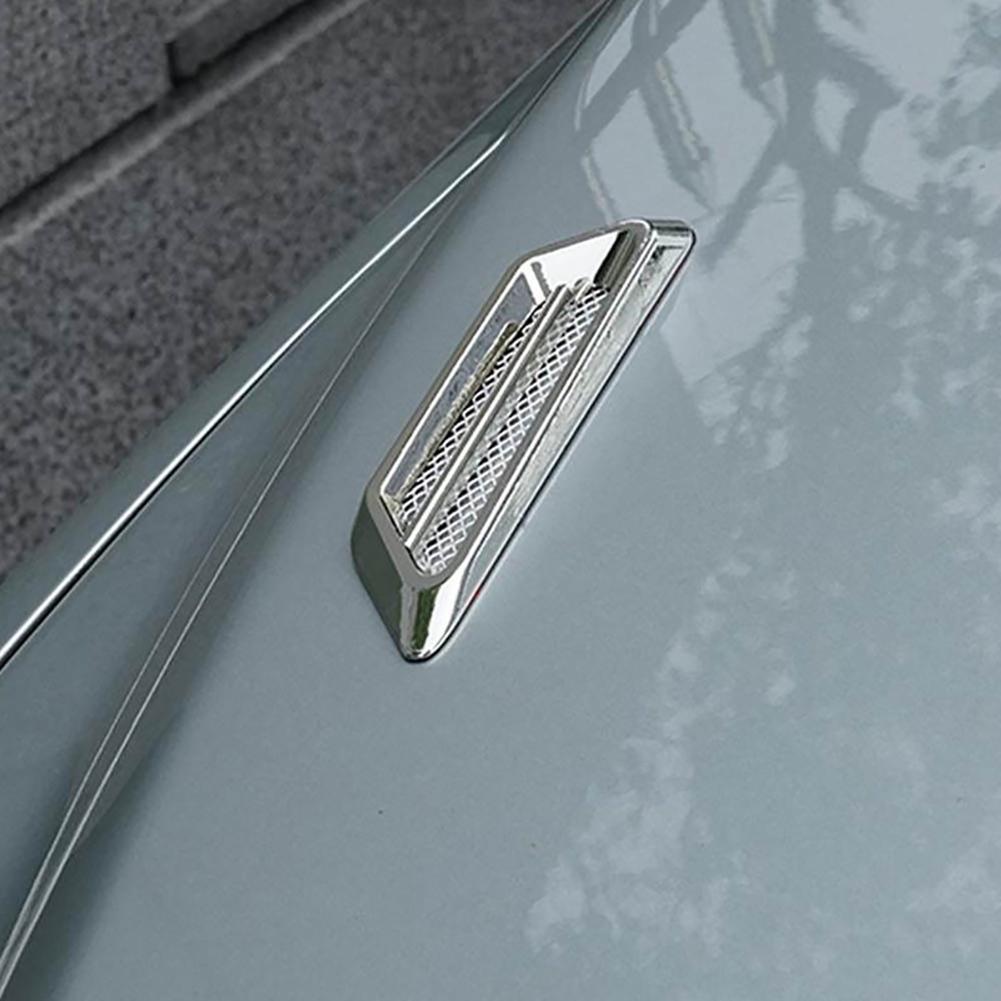 2X Car Air Flow Vent Mesh Exhaust Mast Intake Grille Sticker Silver Decoration 2X Car Air Flow Vent Mesh Exhaust Mast Intake Grille Sticker Silver Decoration