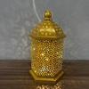 Middle East Arab Metal Vintage Hanging Lamp Hollowed Iron LED Lanterns Battery Operated Home Table Centerpieces Decors