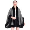 Autumn and Winter Imitation Otter Rabbit Hair Collar Kilobird Check Shawl Scarf Cape Tweed Jacket Female Cape