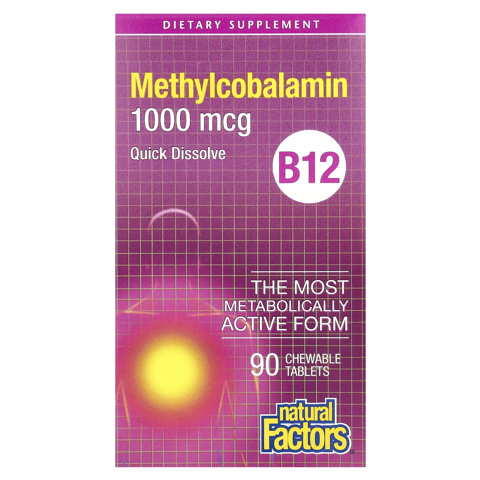 

Natural Factors, B12, Methylcobalamin, 1,000mcg, 90 chewable tablets