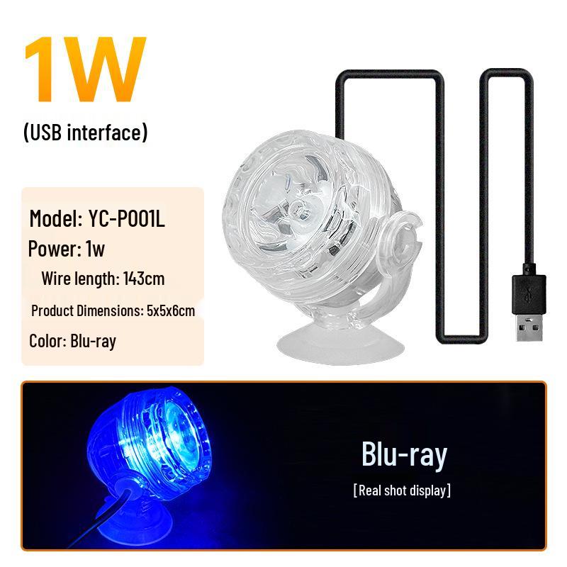 Waterproof LED Fish Tank Clip Light - Super Bright Seven-Color Diving Spotlight