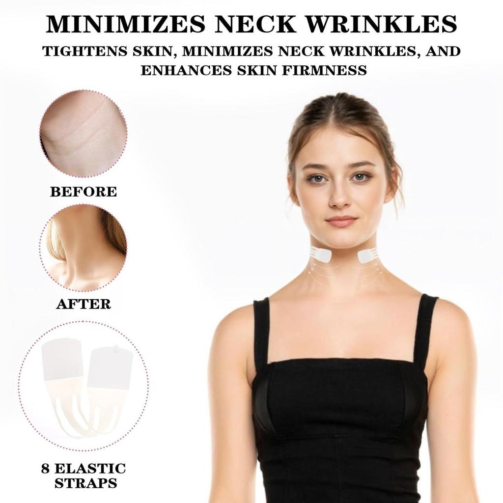 4pcs Invisible Neck Lifting Tape With 20pcs Patch Waterproof Elasticity Neck Wrinkle Removal Adhesive Stickers Face Lift Tape