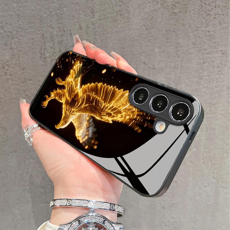 Trendy Aurora Golden Line Eagle Pattern Phone Case for S22 Ultra S23 S23 Ultra S24 S24 FE S24 Ultra S25 S25 Ultra S25 Plus