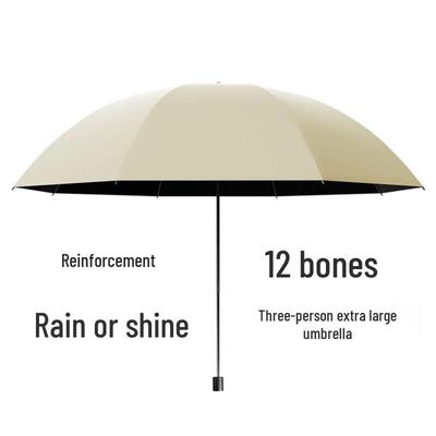 Pu Lian 12-Rib Reinforced Windproof Sun & Rain Umbrella
