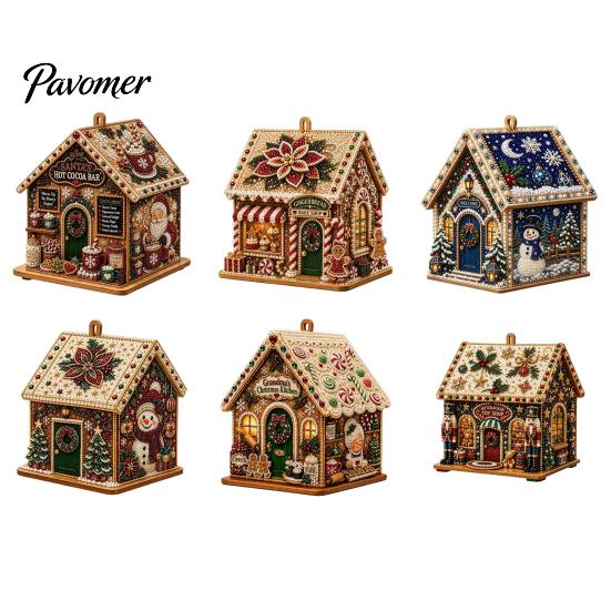 DIY Holiday Craft Set 3D House Christmas Faux Pearl Art Kit, Handmade Rhinestone Painting Kit Relaxing Activities for Adults Adults, Tabletop