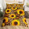 Sunflower Duvet Cover Set Yellow Flower Bedding Set Sunflower Botanical Floral Garden Bloom Print on Black Polyester Quilt Cover