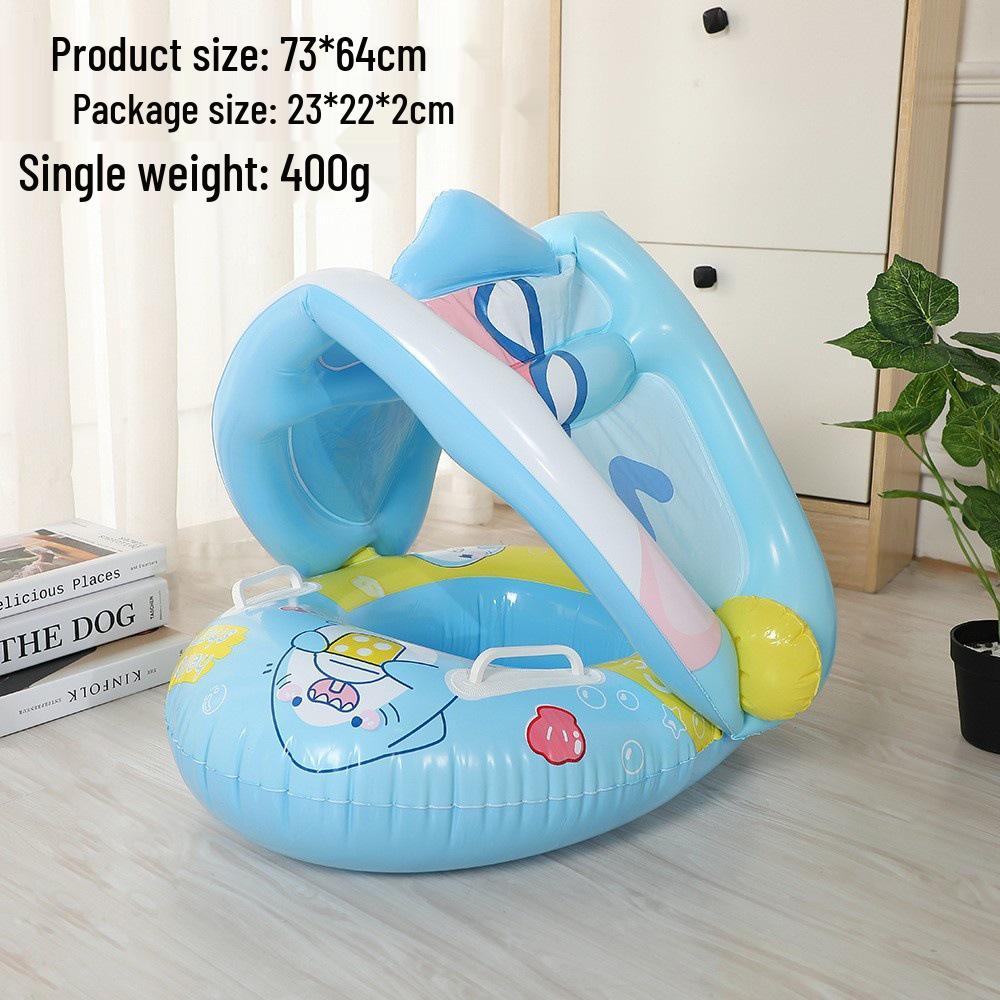Large Toddler Boat-Themed Swimming Ring with Canopy & Steering Wheel