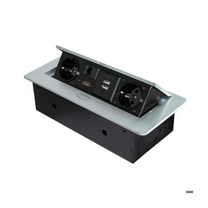Mehrfachstecker - Emuca - Atom - 4 Schuko-Steckdosen - 2 USB-Anschlüsse - 1,5 m Kabel schwarz