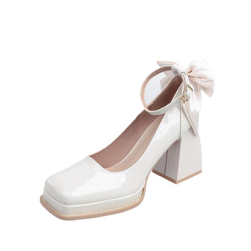 Square Head Mary Jane 2024 Spring and Autumn New Super High Heel Princess Barbie Shoes Waterproof Table High Heels Children Versatile