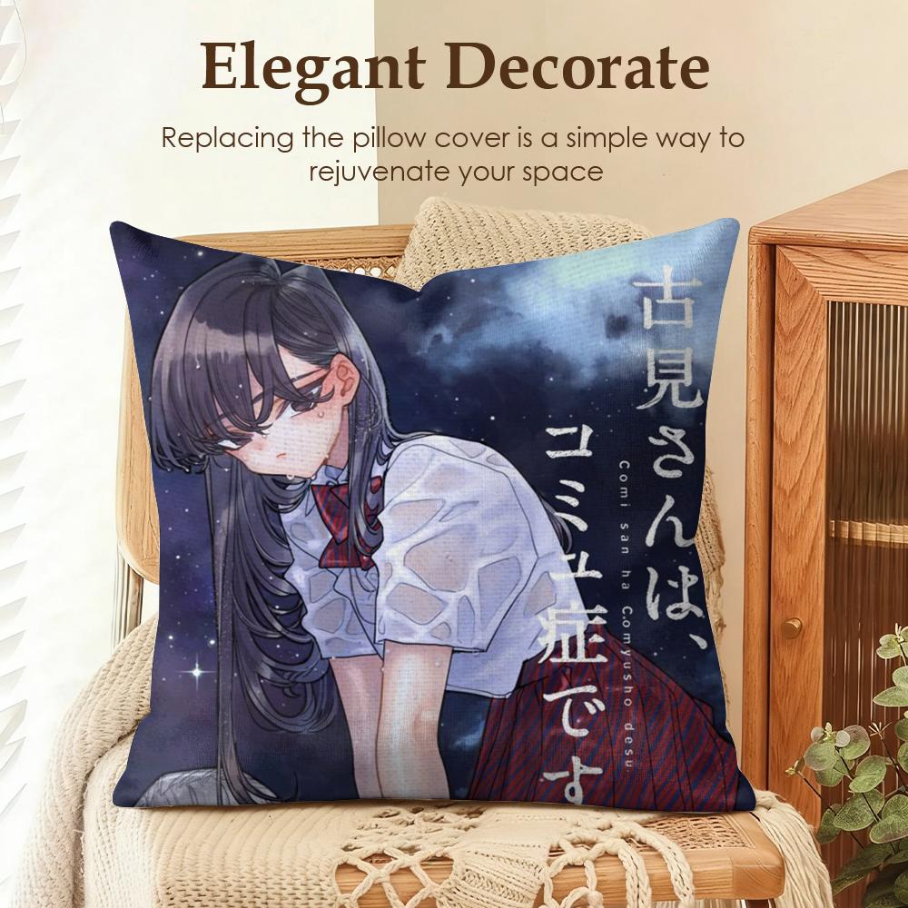 KKomi Cant Communicate Cushion Cover Natural Linen Organic Fabric DoubleSided Printing Sofa Home Decor Gift Pillow Case