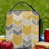 Yellow Grey Geometric Lunch Bag For Girls Print Lunch Box Fun Picnic Cooler Bag Portable Zipper Waterproof Tote Food Bags