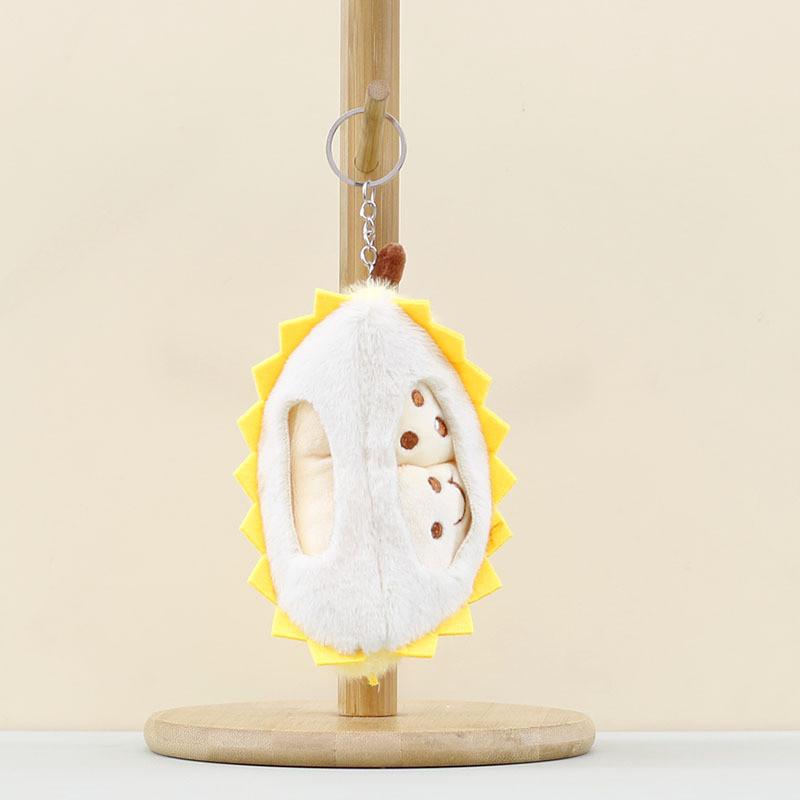 Durian Plush Keychain With Pp Cotton Filling Soft Short Fur For Bag Decor Gift