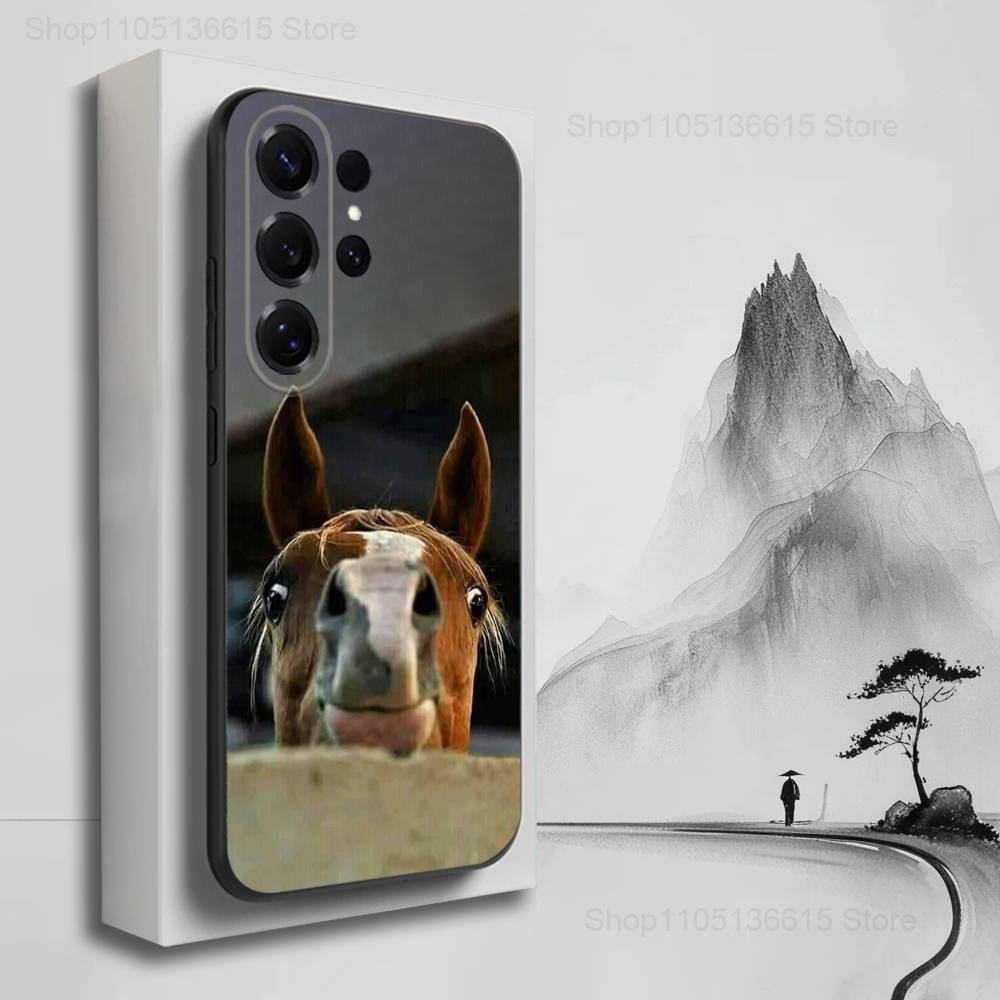 

Funny Expressions Horse Case For Samsung S23,S25,S20,S10,S9,S21,S24,S22,Ultra,FE,Plus,Lite,Soft Silicone Black SamsungS25