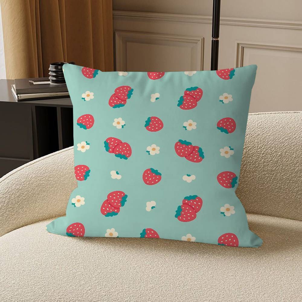Cute Strawberry Maple Design Cushion Cover Happy Autumn Harvest Decor Holiday Decorati Pillow Cover