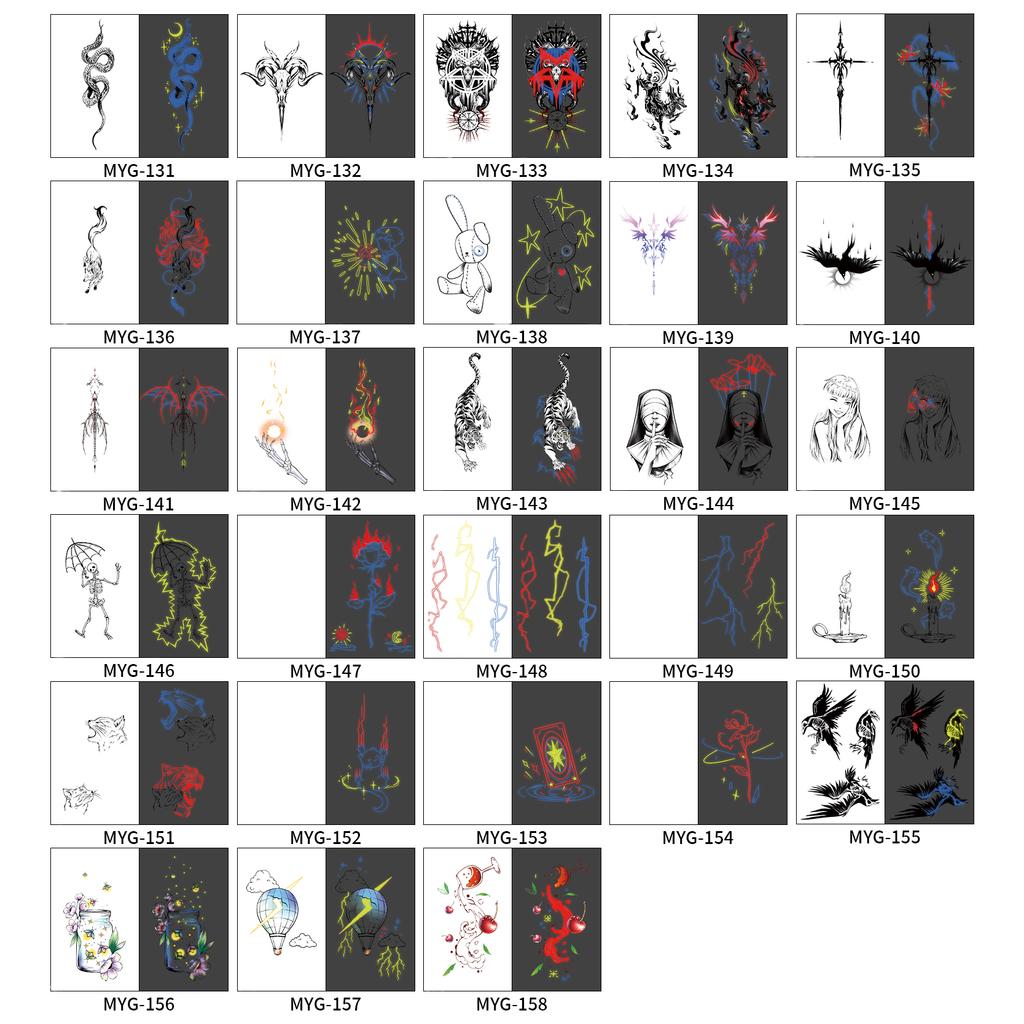 UV Reactive Water Transfer Temporary Tattoos Glow-in-the-Dark for Night Parties Sexy Style for Face Body Application Paper