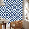 Wallpaper Casual Checkerboard Blue and White for Living Room and Bedroom 50x1000