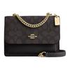 Klare 18 Logo Buckle Closure, Faux Leather and Calf Leather, Shoulder Crossbody Bag, Small, Women's Black