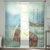 Wave Boat Peacock Sheer Curtain For Bedroom Tulle Voile Curtain For Kitchen Living Room Decor Window Treatment