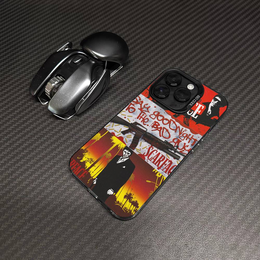Classic S-Scarface Film Tony For IPhone 11 12 13 14 15 16 17 Pro Max Plus Colorful Black Matte Phone Cover
