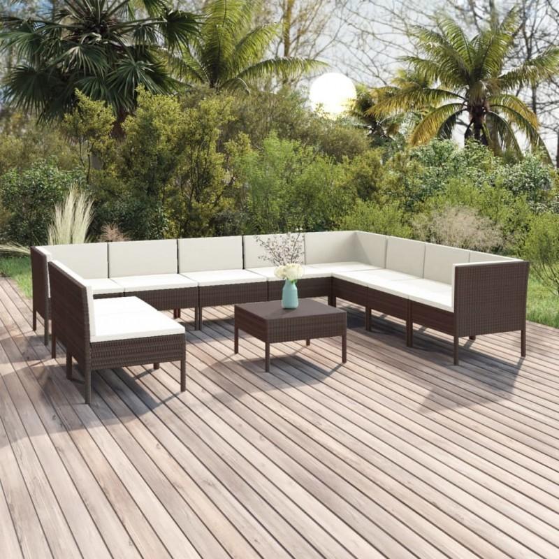 Day and Night - Day and Night Garden Furniture Set 11 Pieces and Brown Synthetic Rattan Cushions