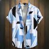 Minimalist men's shirt 3D patch printed clothing street designer short sleeved beach party Hawaii