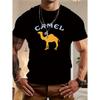 T-shirt décontracté pour homme - Noir avec Graphique Jaune Camel, Coupe Regular, Idéal pour le Quotidien et les Événements Décontractés Formels, Confortable en Toutes Saisons,