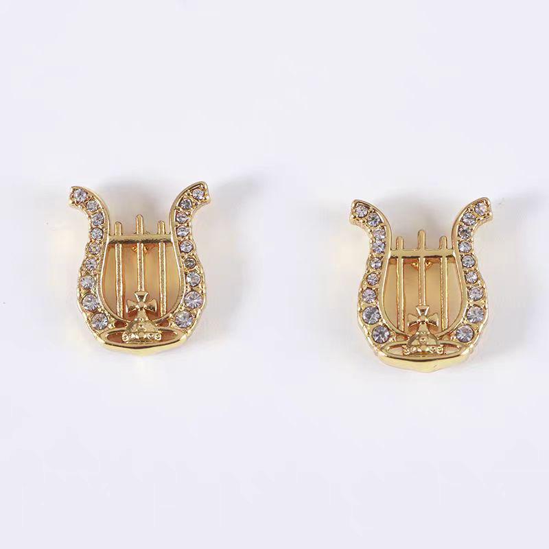 Серьги-гвоздики «Арфа Вдовствующей Императрицы Сатурн»: Классический, полый, U-образный дизайн