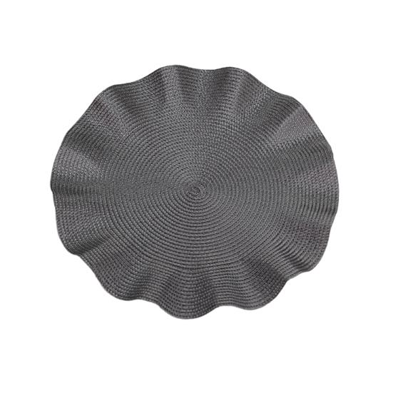 Handwoven Round Placemat Waterproof Heat-Resistant Table Mat for Dining Non-Slip Rustic Kitchen Decor for Home темно-серого