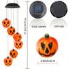 Solar-Powered Halloween Pumpkin Wind Chimes with Colorful LED Lights Angry Pumpkin Hanging Decor for Garden Porch Patio Windows