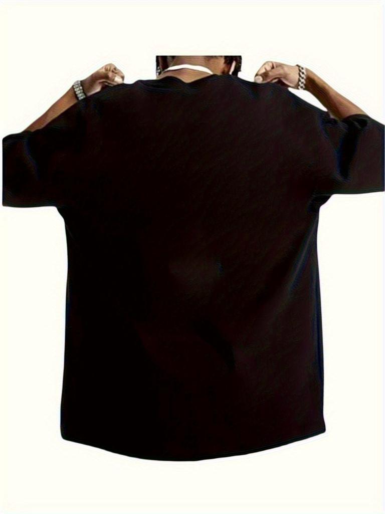 Guitar-playing Cat Graphic Print T-shirt, Summer Men'S T-shirt, Round Neck Casual Fitness Sports Top Short Sleeve