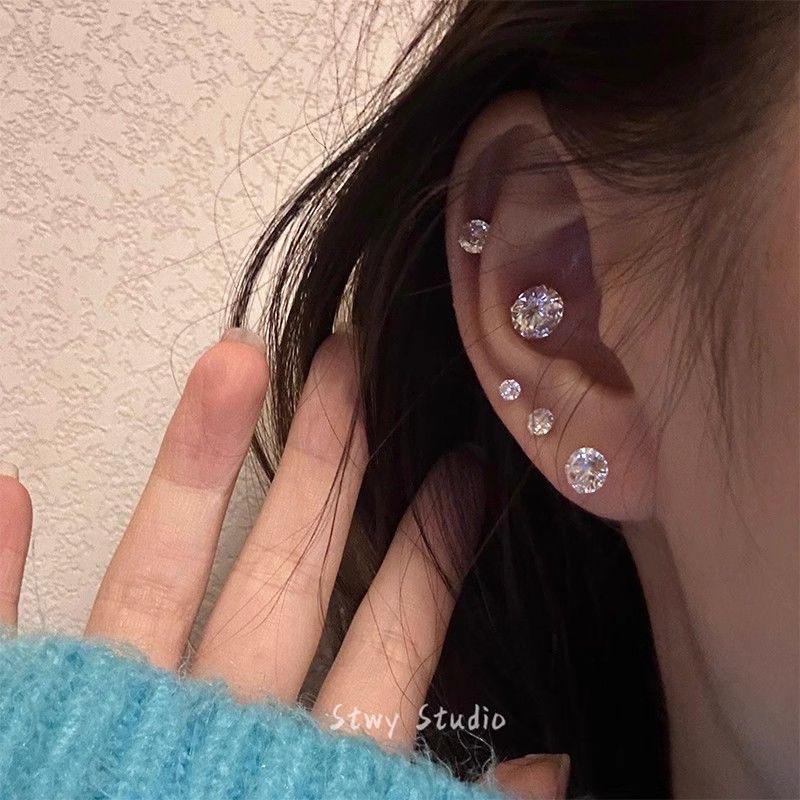 Exquisite Zircon Rhinestone Ear Cuff Studs for Women & Men - Versatile Everyday Jewelry