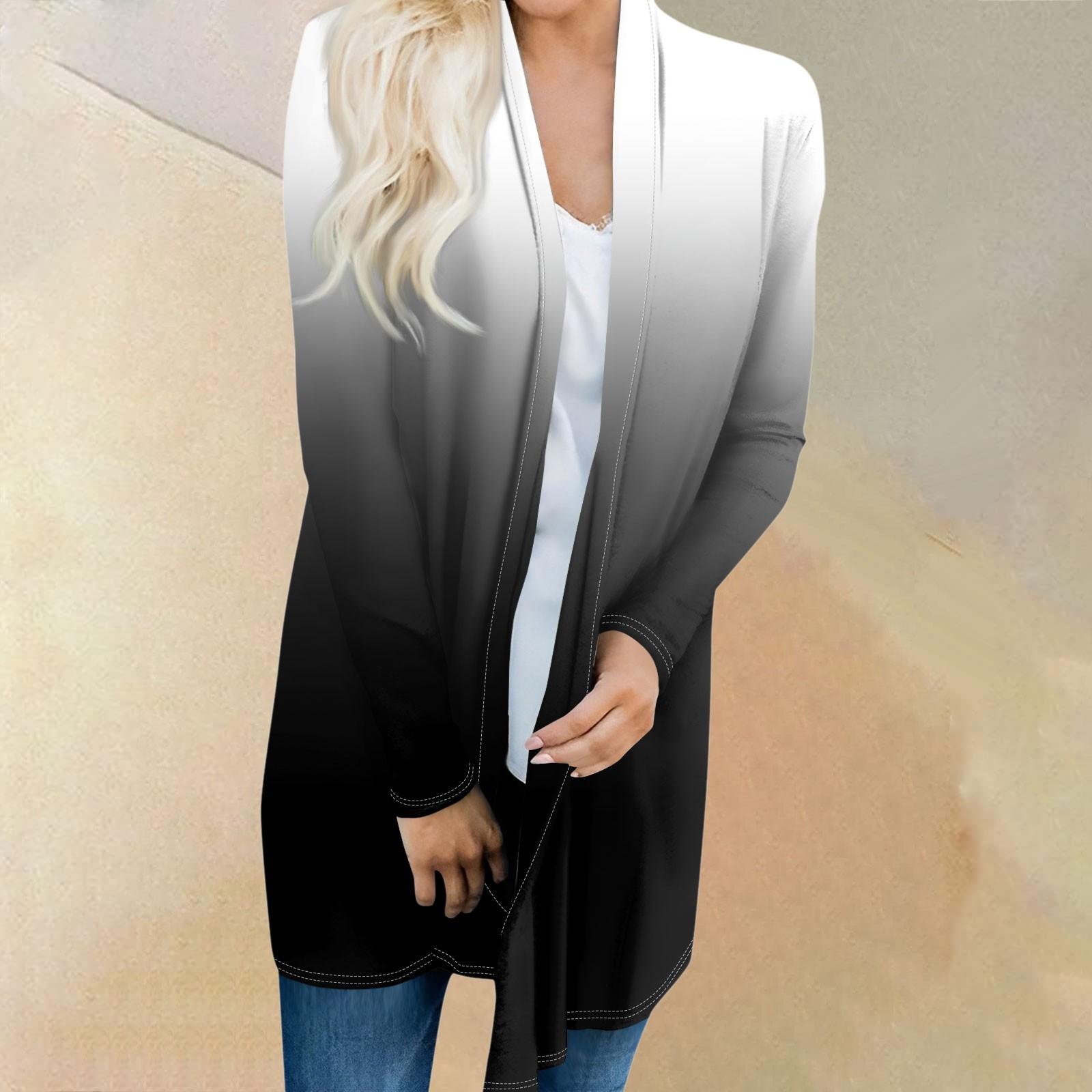 

Женский осенний модный пальто большого размера, кардиган с длинными рукавами и принтом, легкая куртка XL