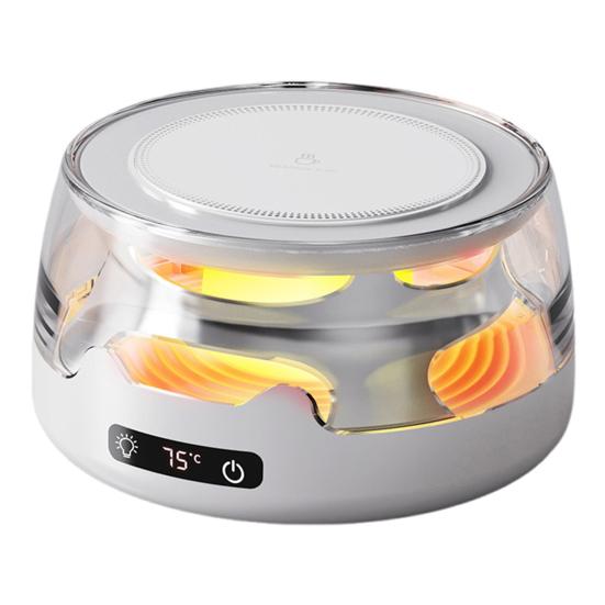 Coffee Mug Warmer Adjustable Temperature Coaster with Ambient Light Portable Drink Warmer Auto Shut-Off Anti-Slip Base Heated Mug Coaster