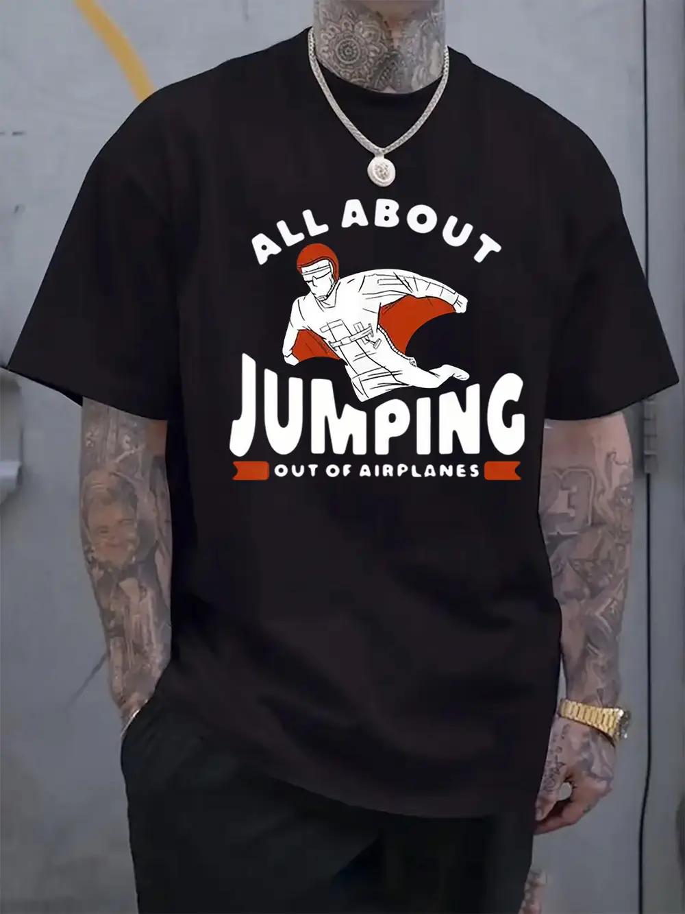 

Casual Parachute Graphic T-shirt - ALL ABOUT JUMPING Design S