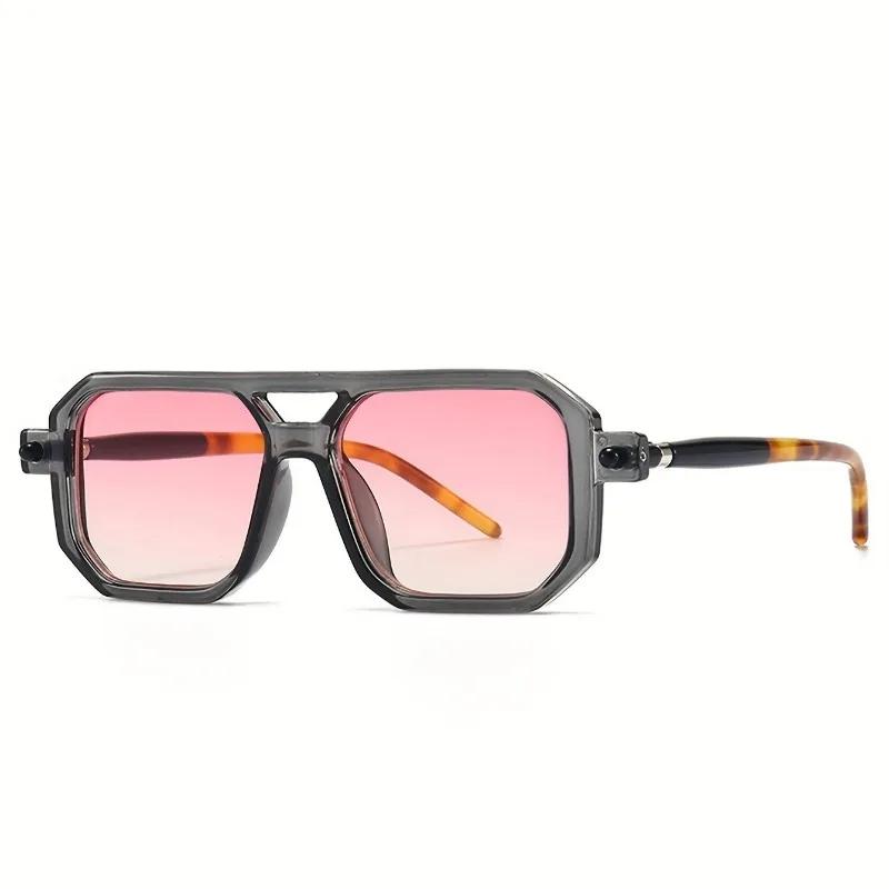 Retro Chic Women's Square Fashion Glasses with Pink Lenses for Everyday Fashion Beach Outings & Casual Wear Trendy Eyewear