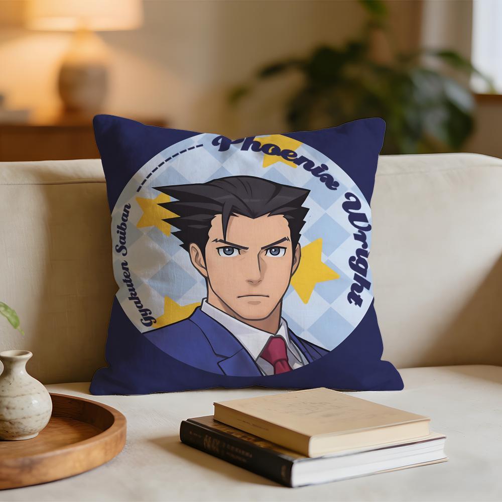 Adventure Game AAce AAttorney Cushion Cover Short Plush Pillowcase for Bed Sofa Carwashable