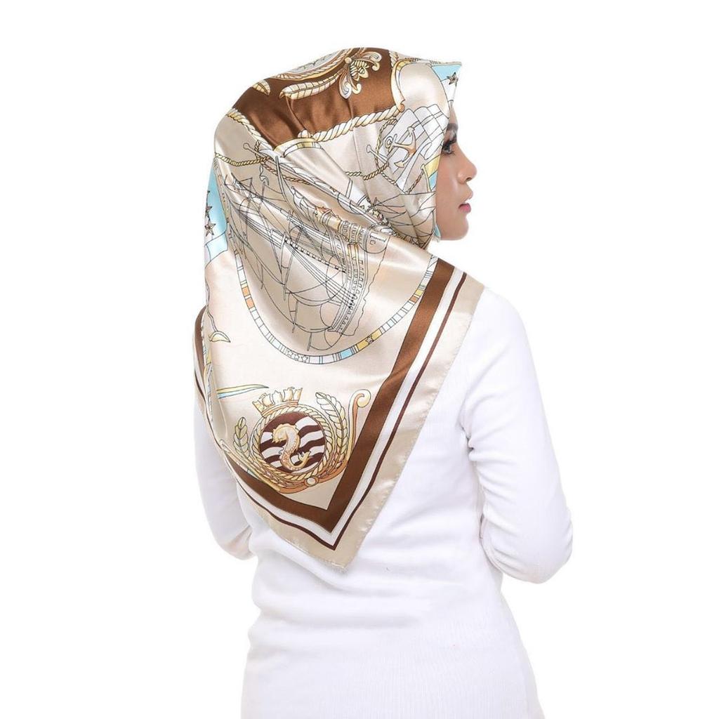 Luxury Design Silk Scarf Square Women Floral Printed Shawl Wrap Spring Summer Neckerchief Hair Band Lady Decor Foulard Bandana