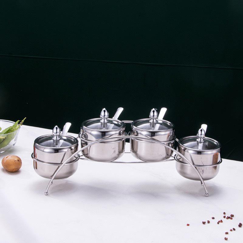 Stainless Steel 304 Korean Style Seasoning Jar Set for Home, Cafeteria, or Hotel Use