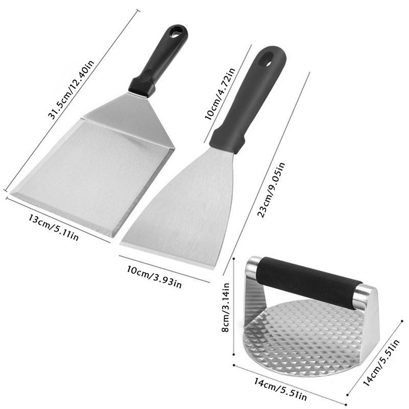 Meat Press For Cooking BBQ Tools Meat Spatula Stainless Steel Griddle Accessories Kit For Flat Griddle Heavy-Duty For Top