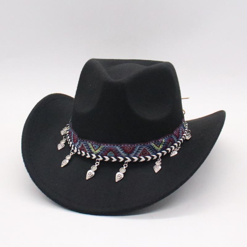 Western Cowboy Hat Jazz Top Hat Concave Men'S And Women'S Party Felt Jazz Hat