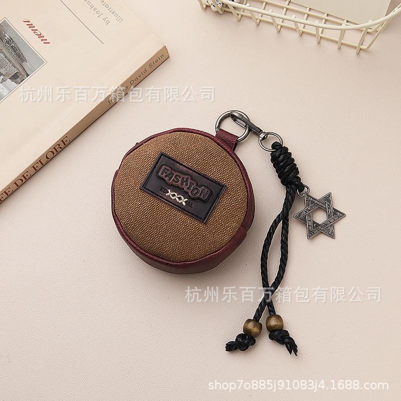 Round Small Bag Portable Practical Change Storage Bag Accessories Accessory Bag Retro Tactical Sub Bag Hand Bag Key Bag