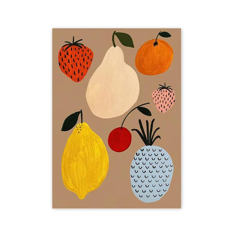 Cartoon Cute Strawberry Lemon Abstract Fruit Poster and Prints Nordic Wall Art Canvas Painting Pictures for Kids Room Home Decor