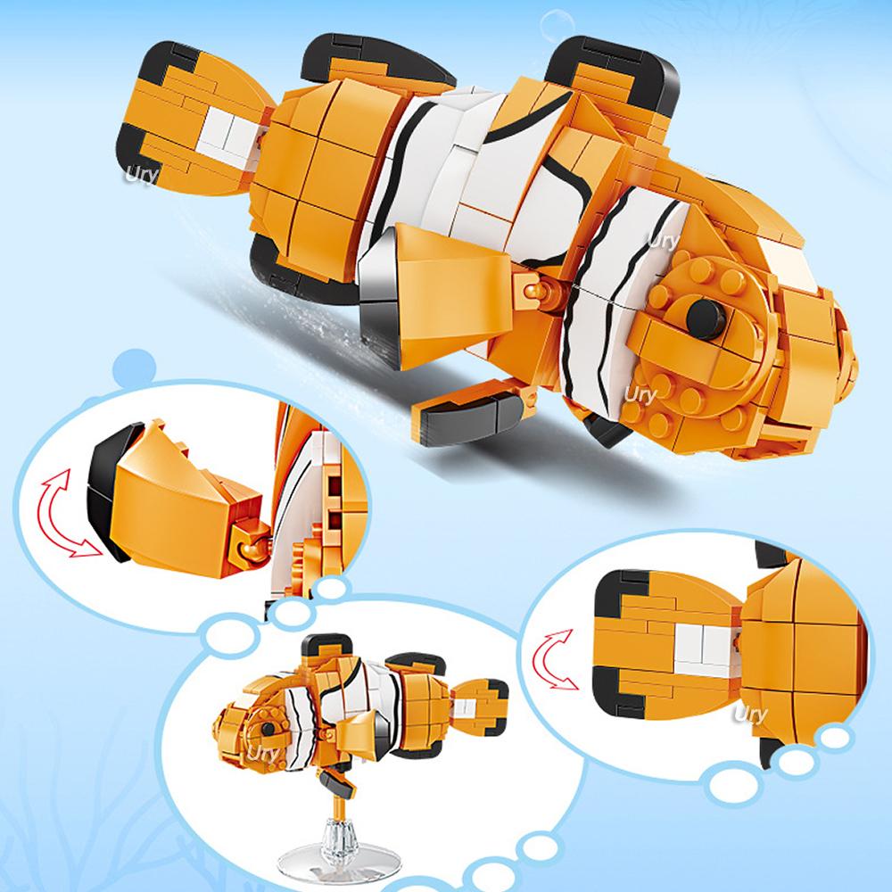 Moc Animale Marine Oceanice Hipocamp Balenă Ucigaș Pește Lanternă Set Model Blocuri de Construcție Diy Copii Asamblează Jucărie pentru Copil Cadou