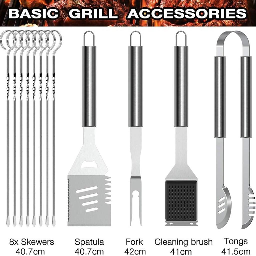 Barbecue Grill Tools Set - Stainless Steel BBQ Accessories with Storage Bag Men Women Outdoor Grilling Kit Barbecue Grill Utensils for Camping Party