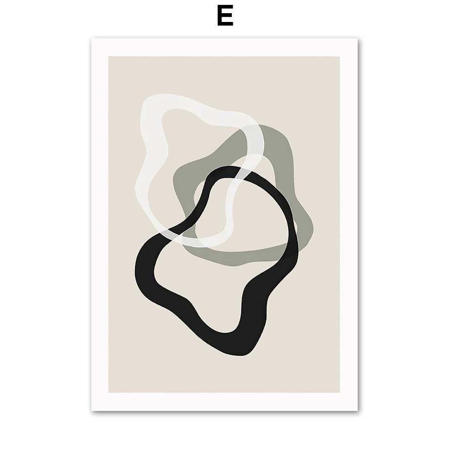 Moon Tree Leaf Geometric Curve Line Botanical Modern Posters And Prints Wall Art Canvas Painting Decor Pictures For Living Room