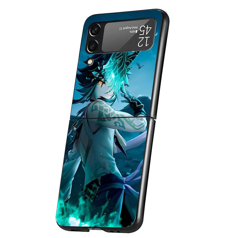 Xiao Genshin Impact Cover Phone Case For Samsung Galaxy Z Flip 7 6 5 4 3 5G Flip7 Flip6 Flip5 Flip4 Flip3 Black Fundas Shell Gal