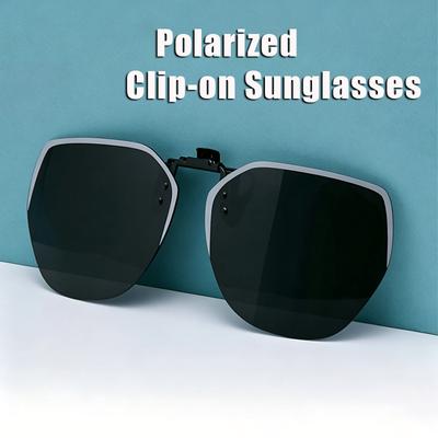 2026 Nuevas Gafas de Sol Polarizadas Clip-on Montura Cuadrada Grande Lente Polygonal sin Montura Antideslumbrantes Gafas de Sol Flip-up Clásicas para Conducir