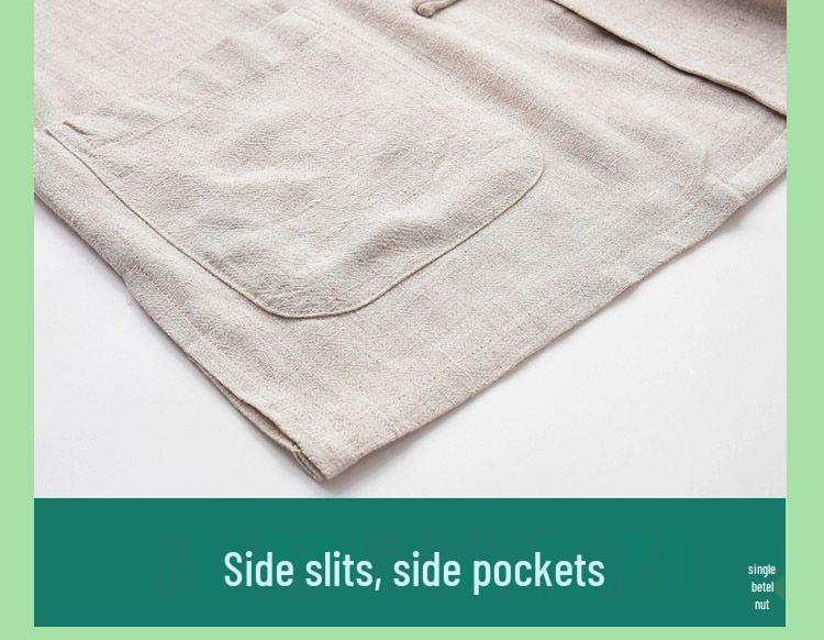 Men's Bamboo Cotton & Linen Retro Tang Suit Shirt for Spring/Summer - Long-Sleeved Kung Fu Tai Chi Tea Service