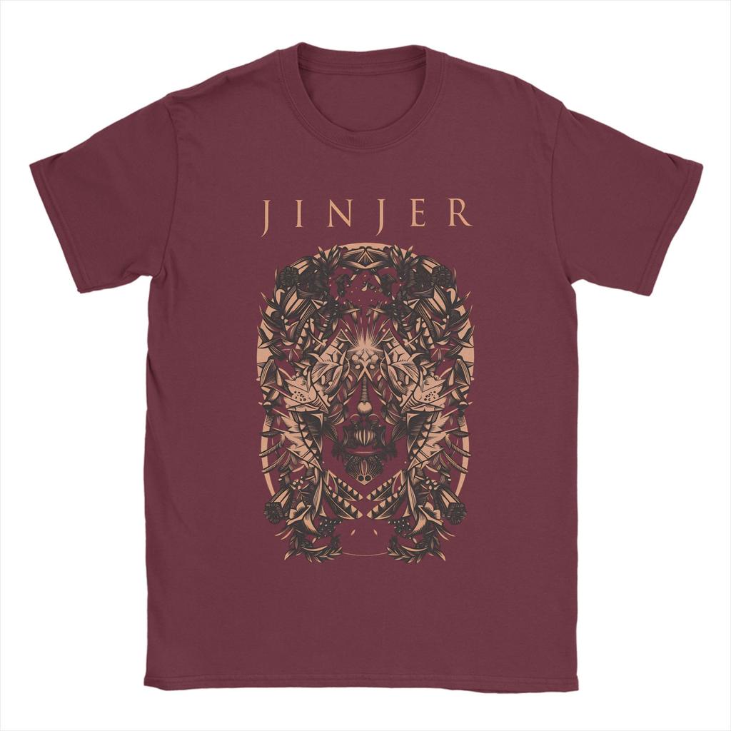 Casual Jinjer Band Logo TShirt for Unisex Round Neck Cotton T Shirts  Short Sleeve Tees Gift Clothing