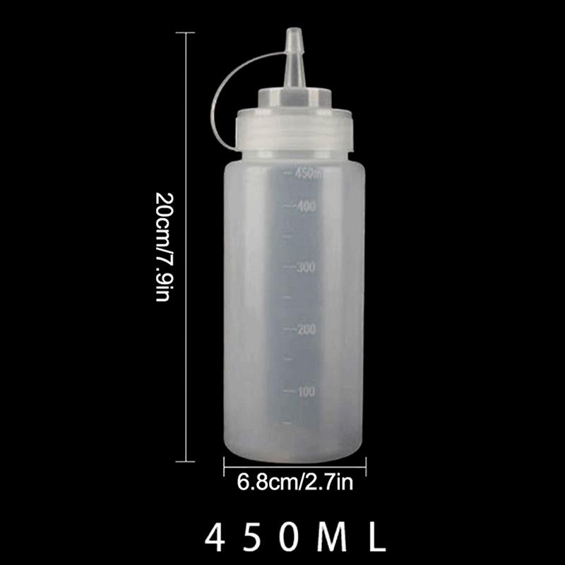 Quetschflaschen mit Deckel Mehrere Größen Ketchup Saucen Olivenölflasche mit Skala Küchenzubehör